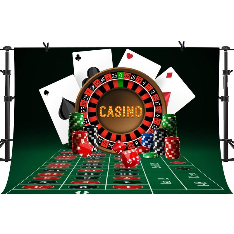 PHMOJEN Casino Theme Party Backdrop Vinyl 10x7ft Roulette Color Chip Poker Photography Background Party Banner Photo Shooting Props LYPH946 - Image 3